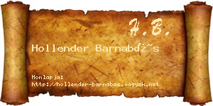 Hollender Barnabás névjegykártya