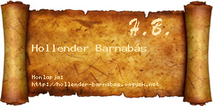 Hollender Barnabás névjegykártya